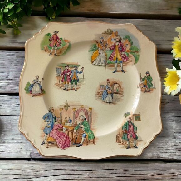 Royal Winton Grimades Lunch Plate Colonial Courting Couples Gainsborough England - Picture 14 of 16